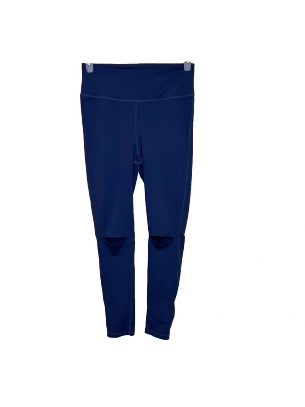 Carly Jean Los Angeles Women’s L Slate Blue Ripped Knee Full Length Leggings